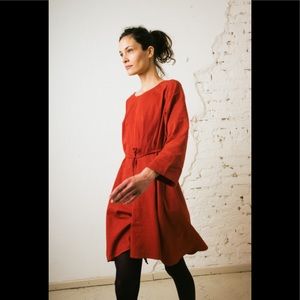 $216 NWT Kin Studio XS S Dervish Dress Lagenlook Organic Cotton Fair Trade Rust